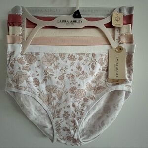 Laura Ashley Tag Free 95% Organic Cotton 5 pc Full Coverage Underwear Set